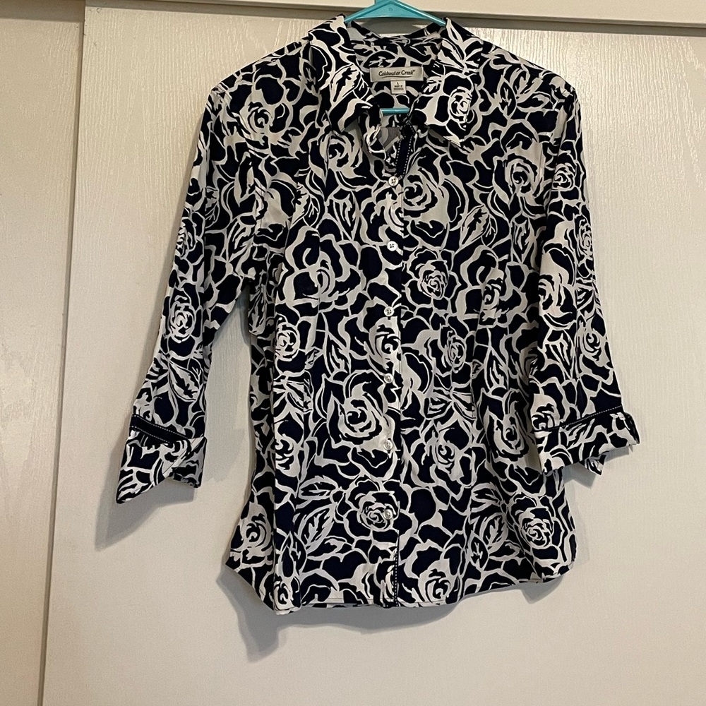 Navy Blue and White Top